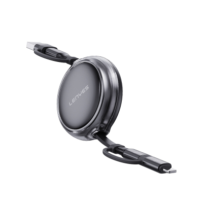 Lenyes LC552 4in1 USB-A - Type-C + Type-C to Lightning Makaralı Data ve Şarj Kablosu 60W 95cm - 2