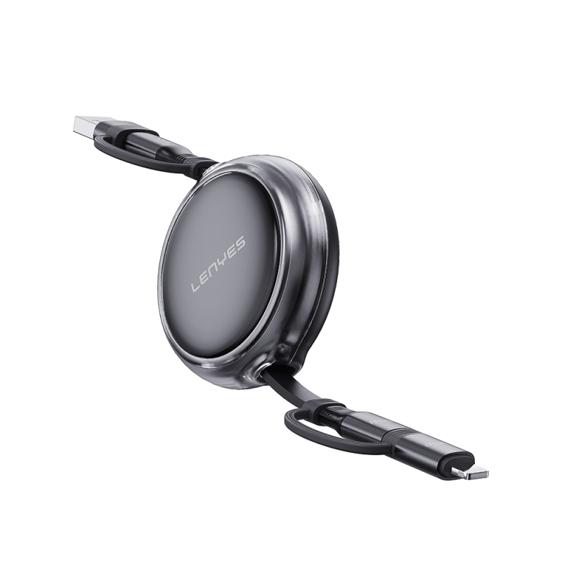 Lenyes LC552 4in1 USB-A - Type-C + Type-C to Lightning Makaralı Data ve Şarj Kablosu 60W 95cm - 2