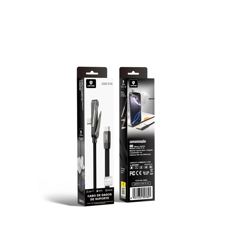 Lenyes LC553 Type-C to Type-C E-MARK Çipli Standlı Data ve Şarj Kablosu 100W 1M - 6