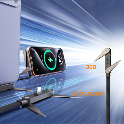 Lenyes LC553 Type-C to Type-C Stand Özellikli E-Mark Smart Çipli Data ve Şarj Kablosu 100W 1M - 4