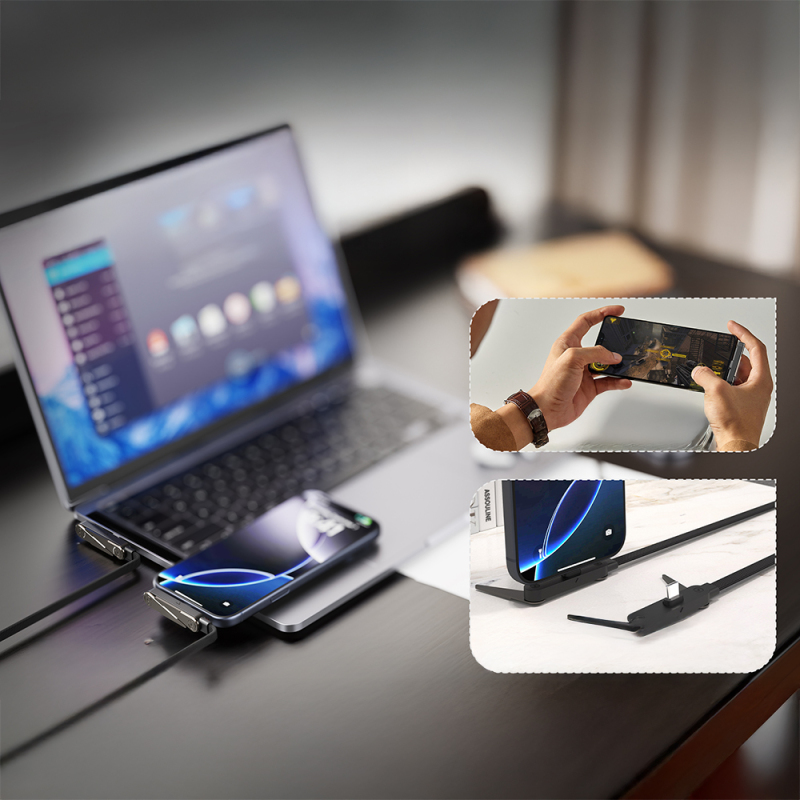 Lenyes LC553 Type-C to Type-C Stand Özellikli E-Mark Smart Çipli Data ve Şarj Kablosu 100W 1M - 5