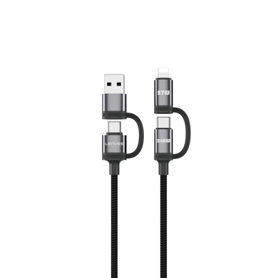Lenyes LC557 4in1 USB-A - Type-C + Type-C to Lightning E-Mark Smart Çipli Data ve Şarj Kablosu 240W 1M - 2
