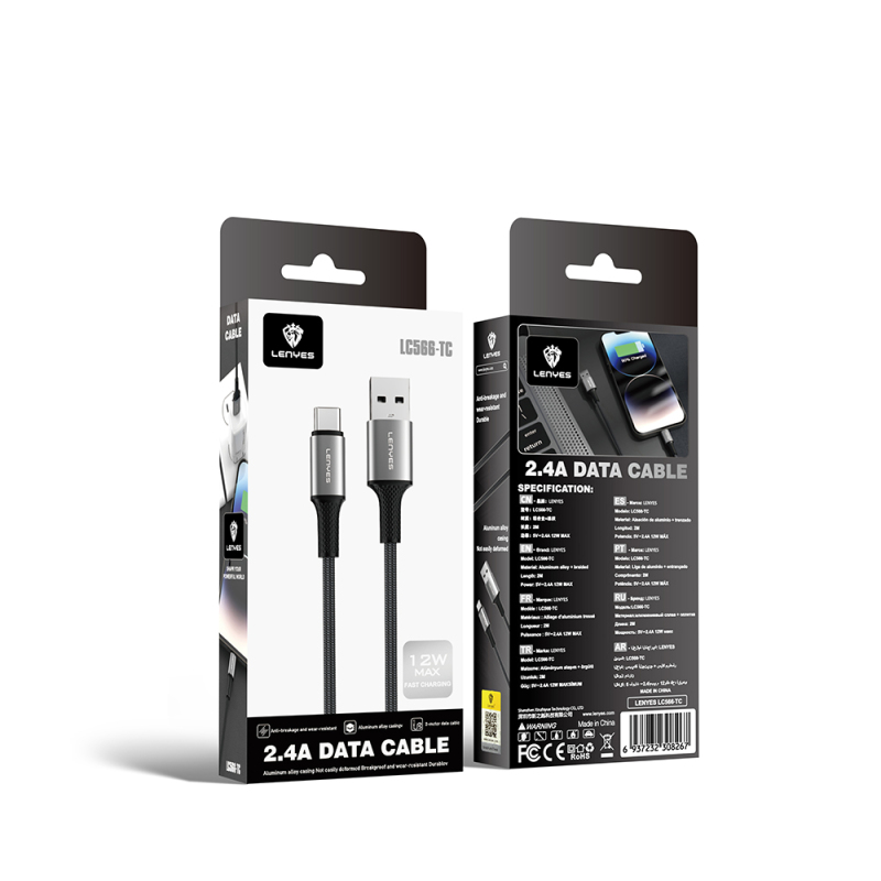 Lenyes LC566 USB-A to Type-C Braided Fast Charging Data and Charging Cable 12W 2M - 2