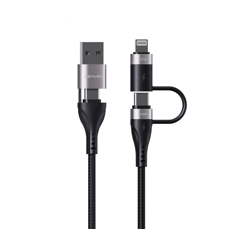 Lenyes LC568 4in1 USB-A - Type-C + Type-C to Lightning Data and Charging Cable 100W 1M - 1