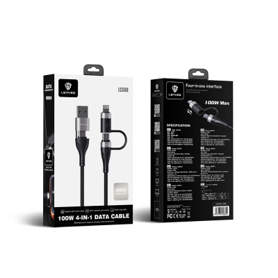Lenyes LC568 4in1 USB-A - Type-C + Type-C to Lightning Data and Charging Cable 100W 1M - 6