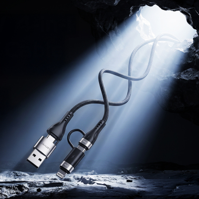 Lenyes LC568 4in1 USB-A - Type-C + Type-C to Lightning Data ve Şarj Kablosu 100W 1M - 2
