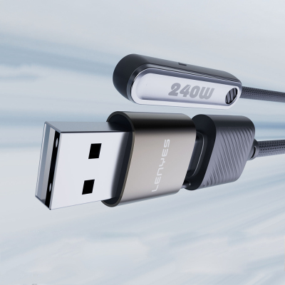 Lenyes LC569 2-in-1 USB-A to Type-C + Type-C Data and Charging Cable with Stand, 240W, 1.2M - 2