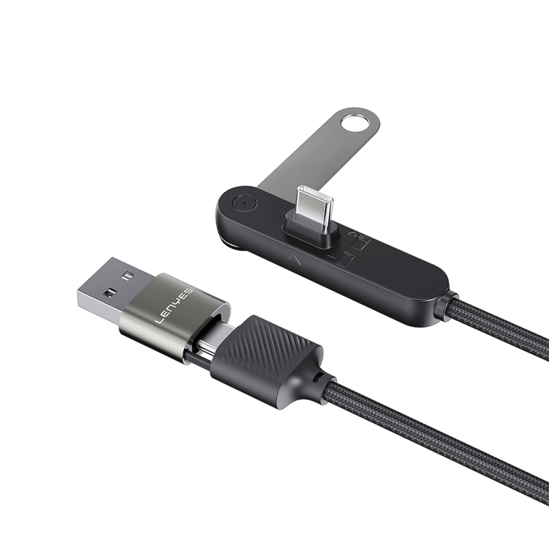 Lenyes LC569 2-in-1 USB-A to Type-C + Type-C Data and Charging Cable with Stand, 240W, 1.2M - 1