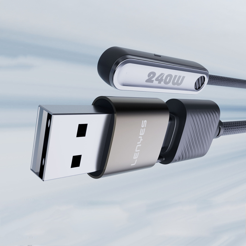 Lenyes LC569 2in1 USB-A - Type-C + Type-C Standlı Data ve Şarj Kablosu 240W 1.2M - 2