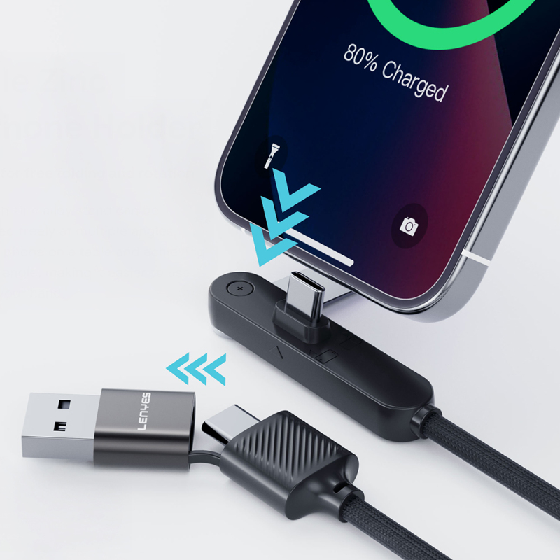 Lenyes LC569 2in1 USB-A - Type-C + Type-C Standlı Data ve Şarj Kablosu 240W 1.2M - 5