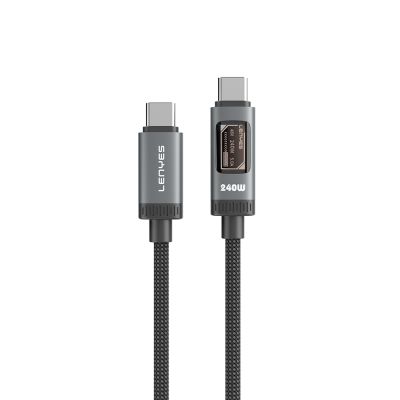 Lenyes LC571 OLED Dijital Ekranlı Type-C to Type-C Data ve Şarj Kablosu 240W 1.2M - 1