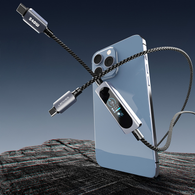 Lenyes LC572 TFT Ekranlı Type-C to Type-C Data ve Şarj Kablosu 240W 1.2M - 2