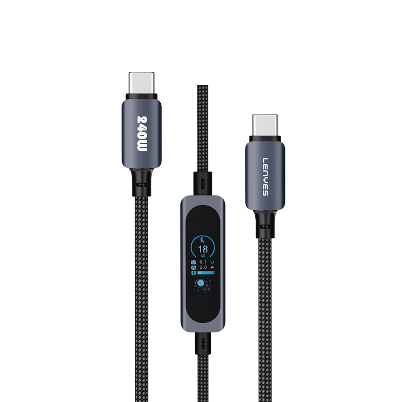 Lenyes LC572 Type-C to Type-C Data and Charging Cable with TFT Screen, 240W, 1.2M - 1