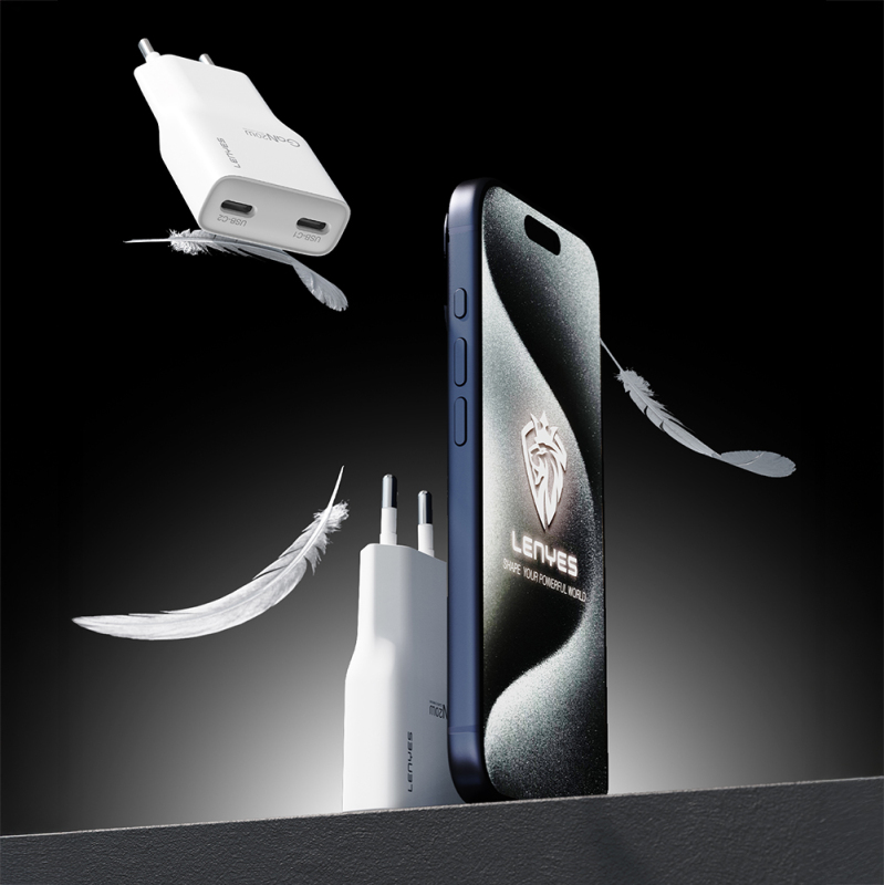 Lenyes LCH15-EU TC-TC Type-C to Type-C GaN Technology PD Fast Charging Charger Set 20W - 7