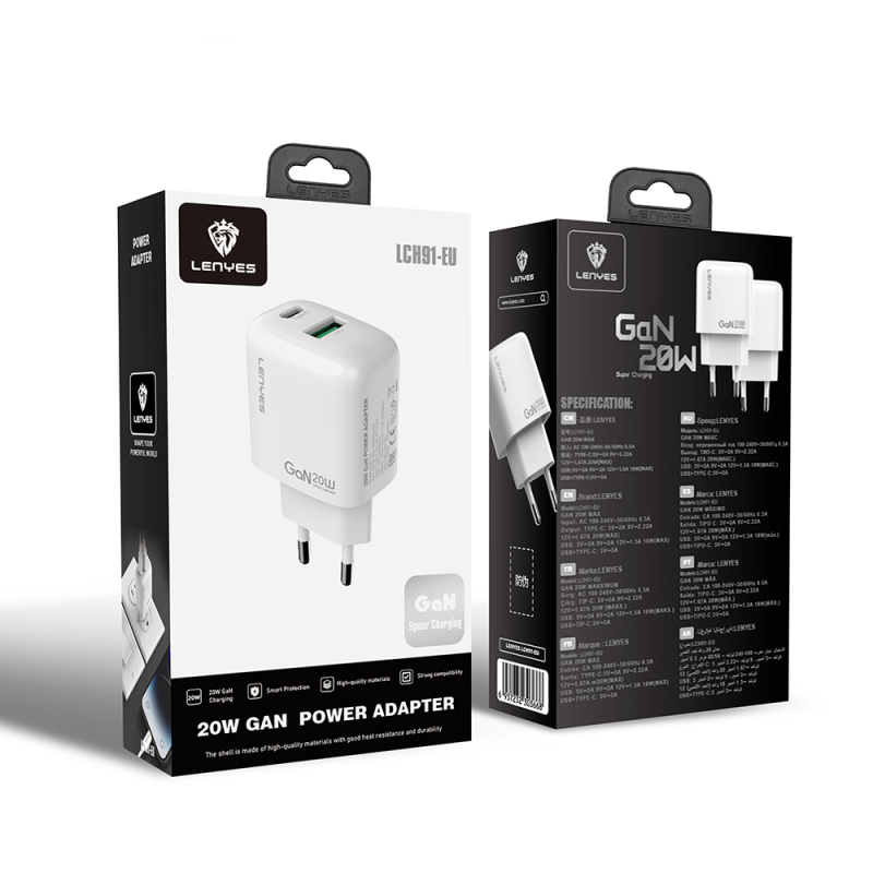 Lenyes LCH91 Type-C and USB GaN Technology PD Fast Charging Feature Charging Head 20W - 9