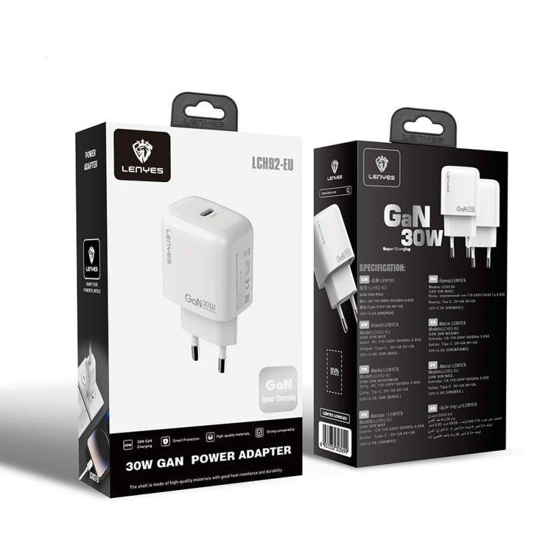 Lenyes LCH92 Type-C GaN Teknolojili PD Hızlı Şarj Özellikli Şarj Başlığı 30W - 9