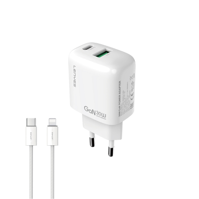 Lenyes LCH93-TC-L Type-C to Lightning GaN Teknolojili PD ve USB Hızlı Şarj Özellikli Şarj Seti 30W - 1