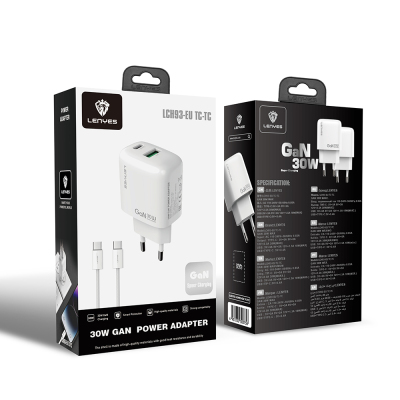 Lenyes LCH93-TC-TC Type-C to Type-C GaN Teknolojili PD ve USB Hızlı Şarj Özellikli Şarj Seti 30W - 3