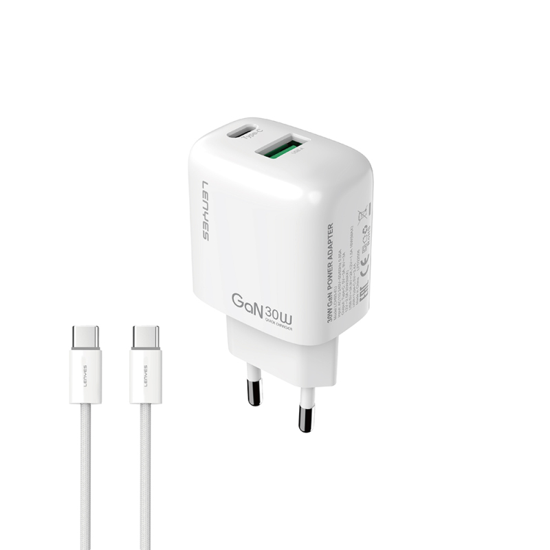 Lenyes LCH93-TC-TC Type-C to Type-C GaN Teknolojili PD ve USB Hızlı Şarj Özellikli Şarj Seti 30W - 2