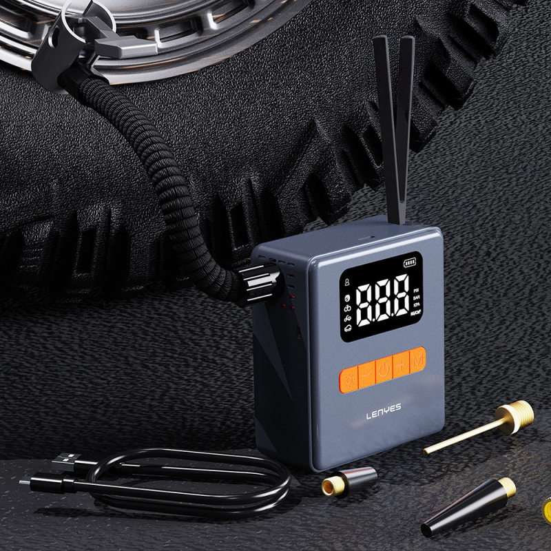Lenyes LCI206 LED Illuminated Car Tire Inflator Pump with Multi-Mode Digital Display and Vehicle Air Compressor - 5