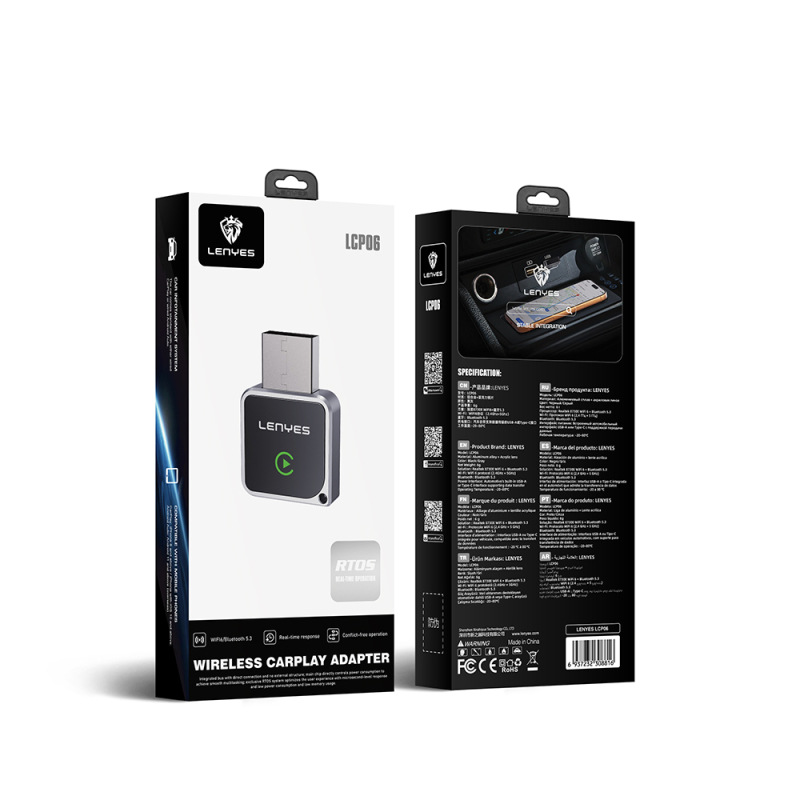 Lenyes LCP06 Android Auto Supported CarPlay USB Bluetooth 5.3 Wireless Transmitter Adapter - 7