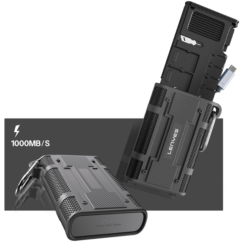 Lenyes LCR02 Type-C Wired Waterproof Multi-Card Storage and Reader Box 10 Gbps - 3