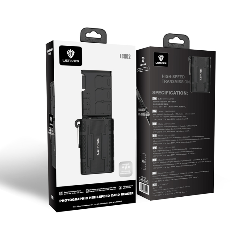 Lenyes LCR02 Type-C Wired Waterproof Multi-Card Storage and Reader Box 10 Gbps - 4