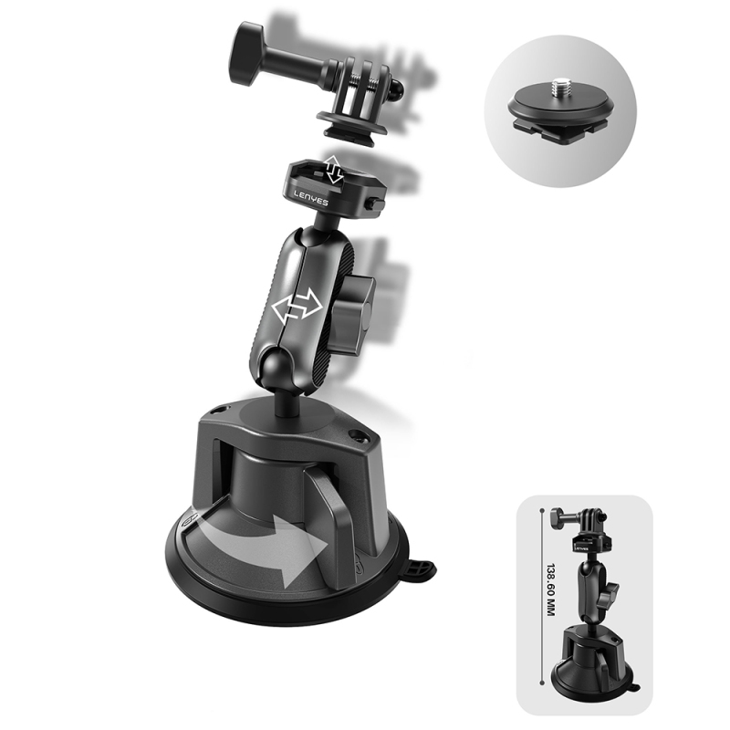 Lenyes LCT102 Telescopic Suction Cup Design Action Camera Holder - 7