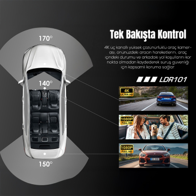 Lenyes LDR101 4K Ultra HD Smart Front and Rear Car Camera with Wifi Support - 5