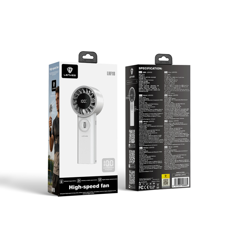 Lenyes LHF18 High-Speed ​​Portable Hand Cooling Fan with Digital LED Display - 7
