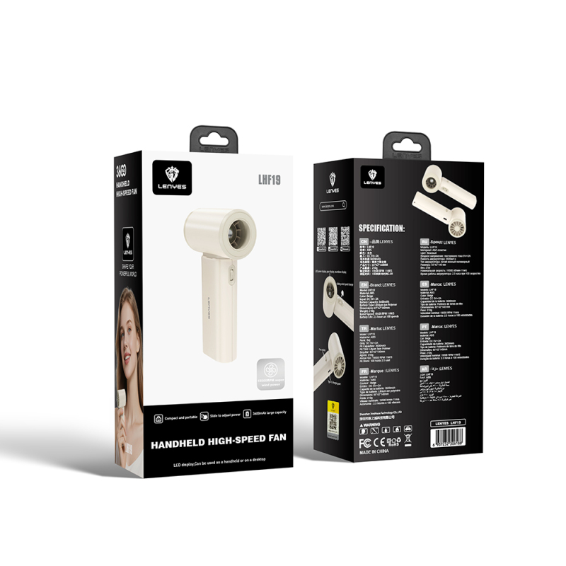 Lenyes LHF19 High Speed ​​Portable Cooling Hand Fan with Digital LED Display - 8