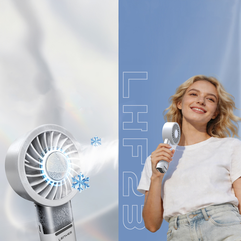 Lenyes LHF23 Portable Foldable Cooling Hand Fan with Digital LED Display and Ice Compressor - 5