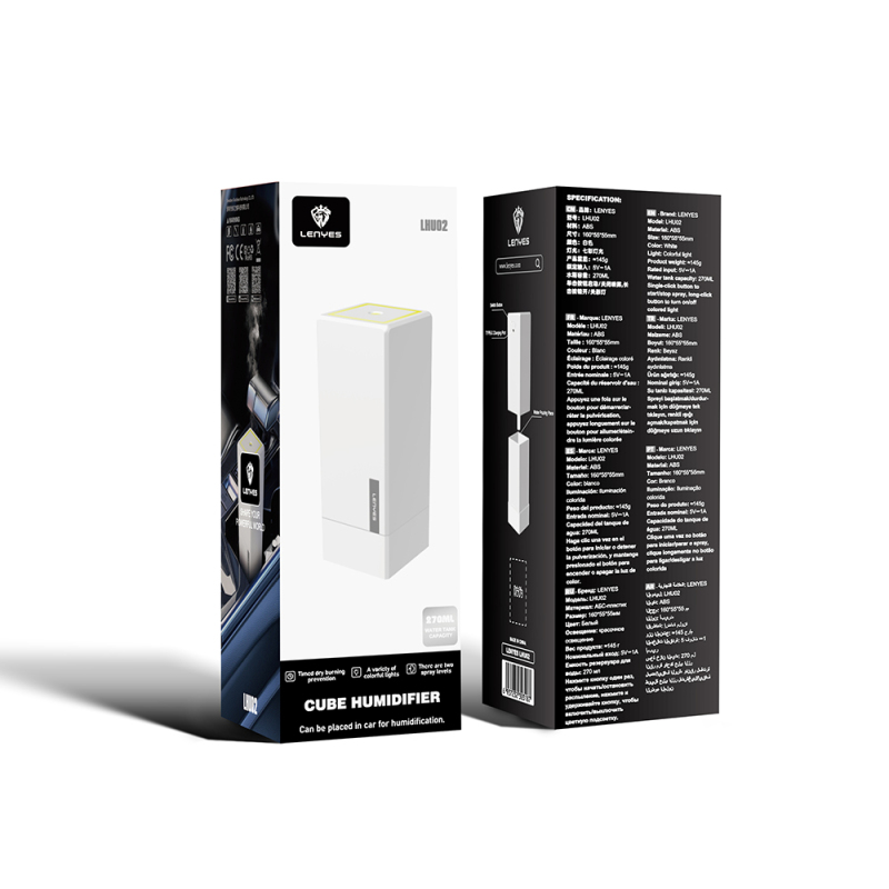 Lenyes LHU02 Küp Tipi RGB Atmosfer Işıklı Nano Sprey Sessiz Hava Nemlendirici - 11