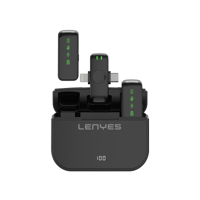 Lenyes LM203 2in1 Wireless Lapel Microphone with Type-C and Lightning Port - 1