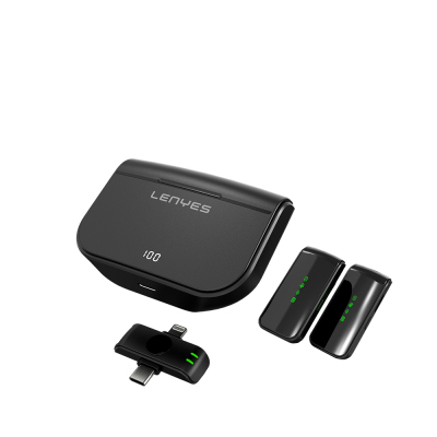 Lenyes LM203 2in1 Wireless Lapel Microphone with Type-C and Lightning Port - 6