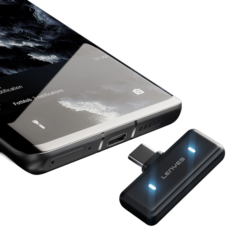 Lenyes LM205 2in1 Type-C Şarj Portlu Yapay Zeka Gürültü Engelleyicili Type-C ve Lightning Bağlantılı Kablosuz Yaka Mikrofonu - 5