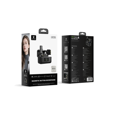 Lenyes LM205 2in1 Type-C Şarj Portlu Yapay Zeka Gürültü Engelleyicili Type-C ve Lightning Bağlantılı Kablosuz Yaka Mikrofonu - 6