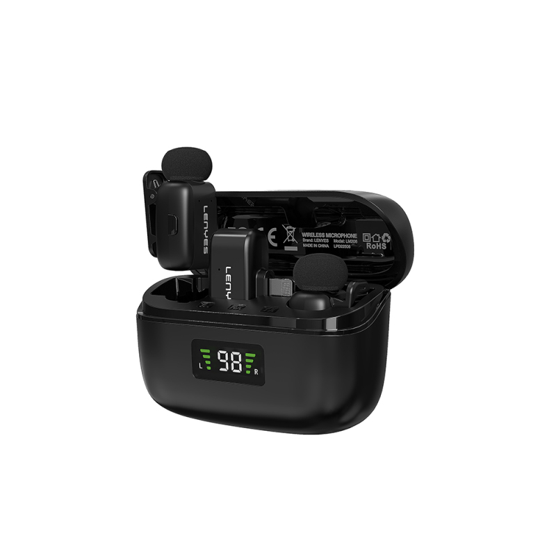 Lenyes LM206 Wireless Lavalier Microphone with LED Indicator and Lightning Port - 1