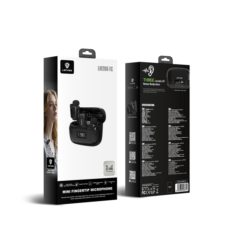 Lenyes LM206 Wireless Lavalier Microphone with LED Indicator and Type-C Port - 8