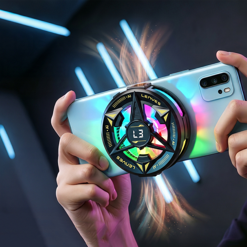 Lenyes LPC204 AI-Powered RGB Illuminated Aluminum Phone Cooling Fan - 5