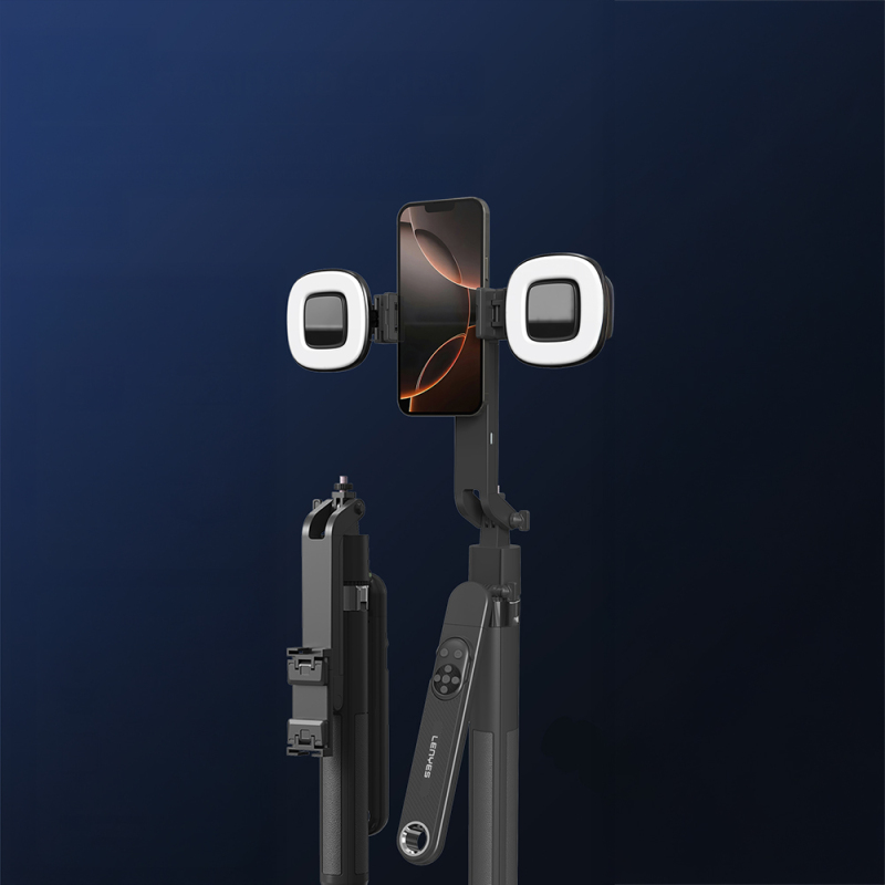 Lenyes LPH108 Canlı Yayın Dolgu Işıklı Kumandalı 360 Derece Dönebilen Selfie Çubuğu ve Tripod - 6