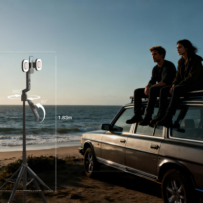 Lenyes LPH119 AI-Powered Fill Light Remote Controlled 360 Degree Rotating Selfie Stick and Tripod - 5