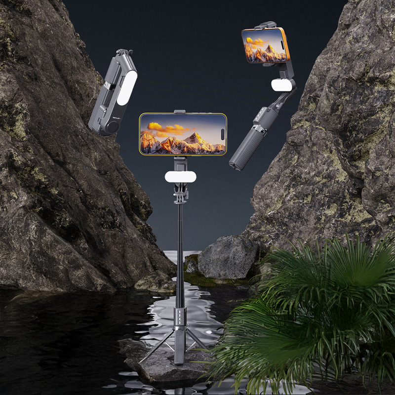 Lenyes LPH124 Dolgu Işıklı Teleskopik Tripod ve Mini Selfie Çubuğu - 5