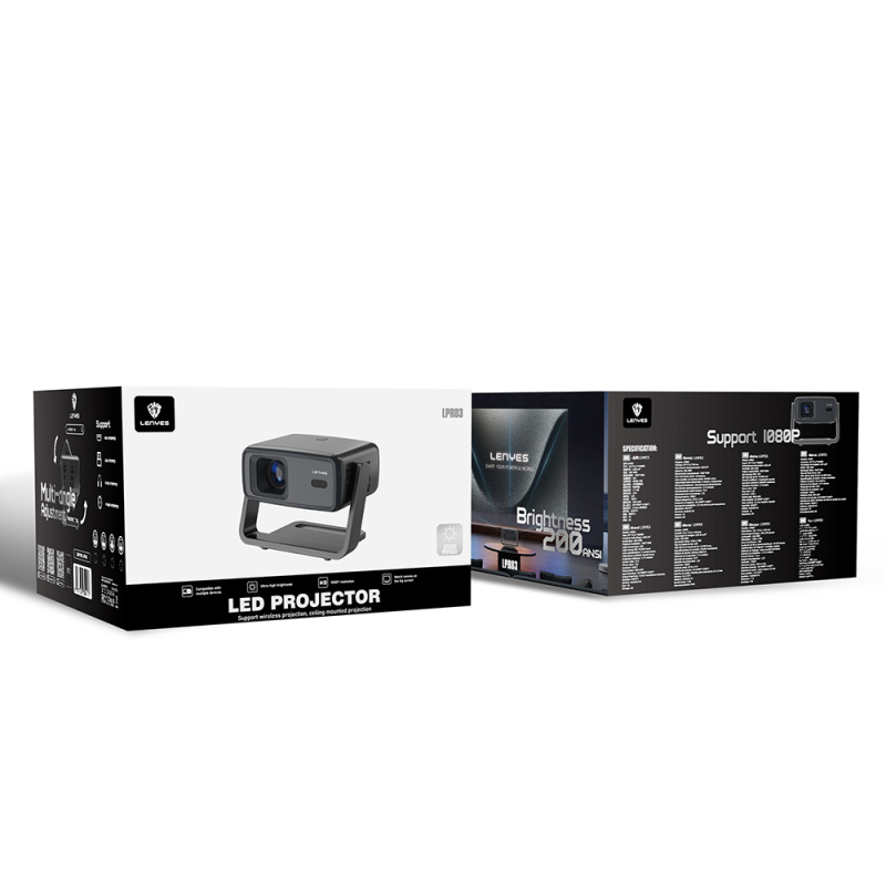 Lenyes LPR03 2.69 inch LCD 200 ANSI Lumen PTZ Projector Mirror Device - 11