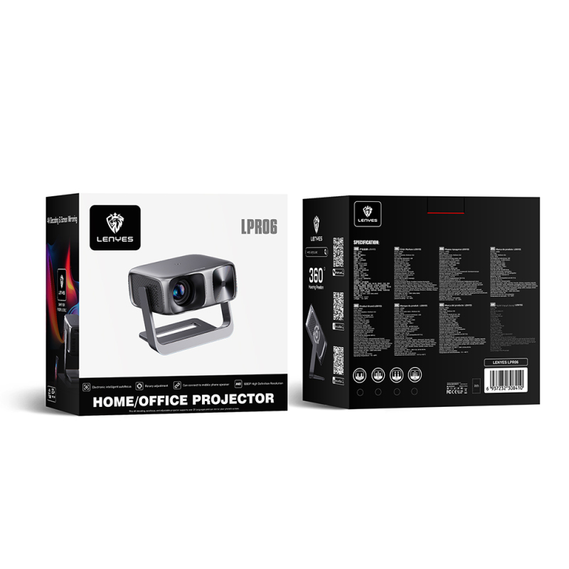 Lenyes LPR06 600 ANSI Lümen 1080P Full HD 4K Destekli Wi-Fi 6 Bluetooth 5.1 ve Otomatik Fokus Projektör Yansıtma Cihazı - 7
