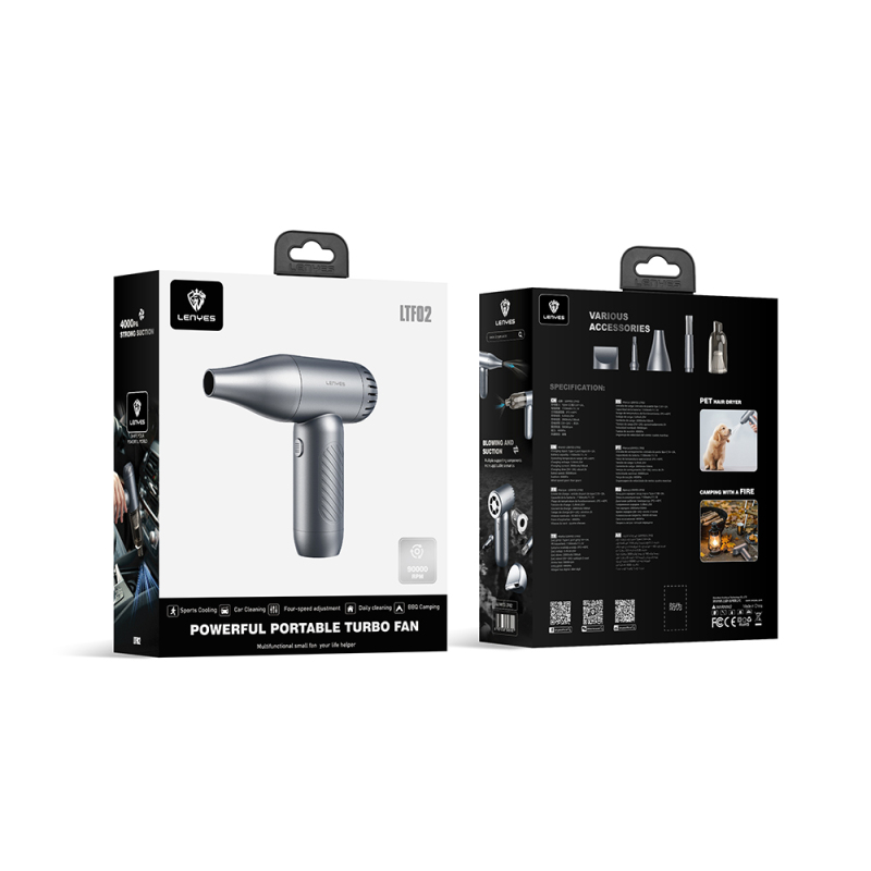 Lenyes LTF02 Dijital LED Göstergeli 4 Kademeli Çok Fonksiyonlu Turbo El Fanı - 11