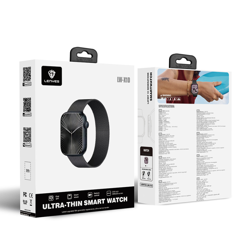 Lenyes LW-X10 10. Next Generation Ultra HD AMOLED Display Waterproof iOS and Android Compatible Smart Watch - 10