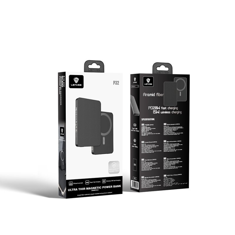 Lenyes P32 Aramid Fiber Powerbank 15W 5000mAh with M-safe Charging - 6