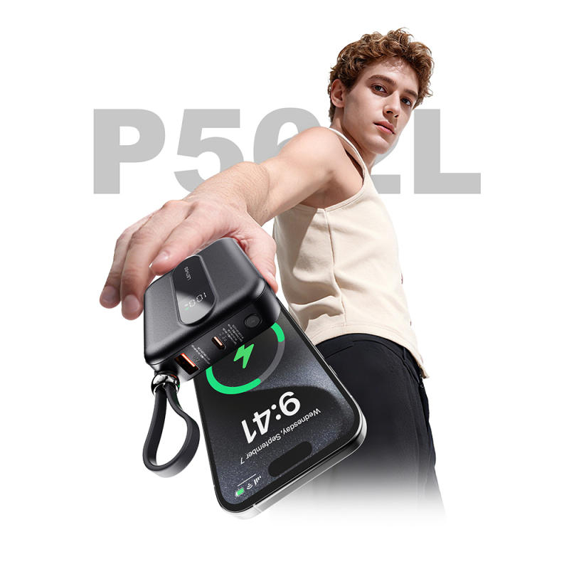 Lenyes P562L Dijital LED Göstergeli Type-C ve Lightning Kablolu Powerbank 22.5W 10000mAh - 7