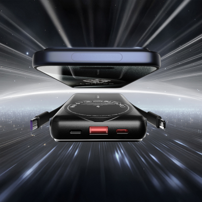 Lenyes P571 PD 22.5W Standlı M-safe Şarj Özellikli Type-C ve Lightning Kablolu Powerbank 15W 10000mAh - 4